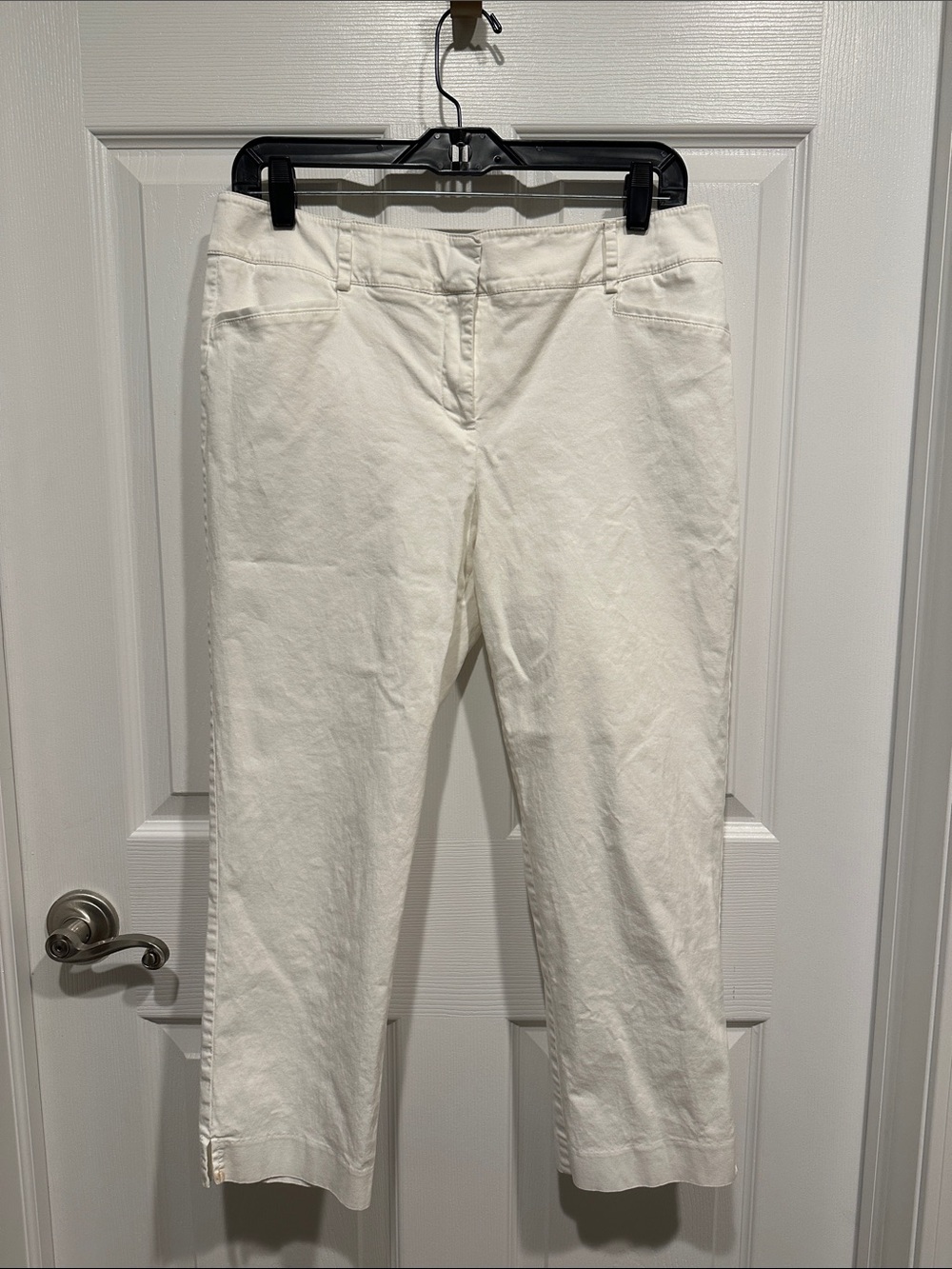 Crisp White Cropped/Capri Chino Pants